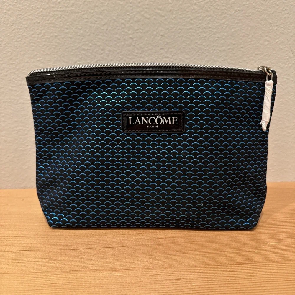 Lancome Paris Cosmetic Makeup Zipper Pouch Bag - NEW Blue Scales 9x6